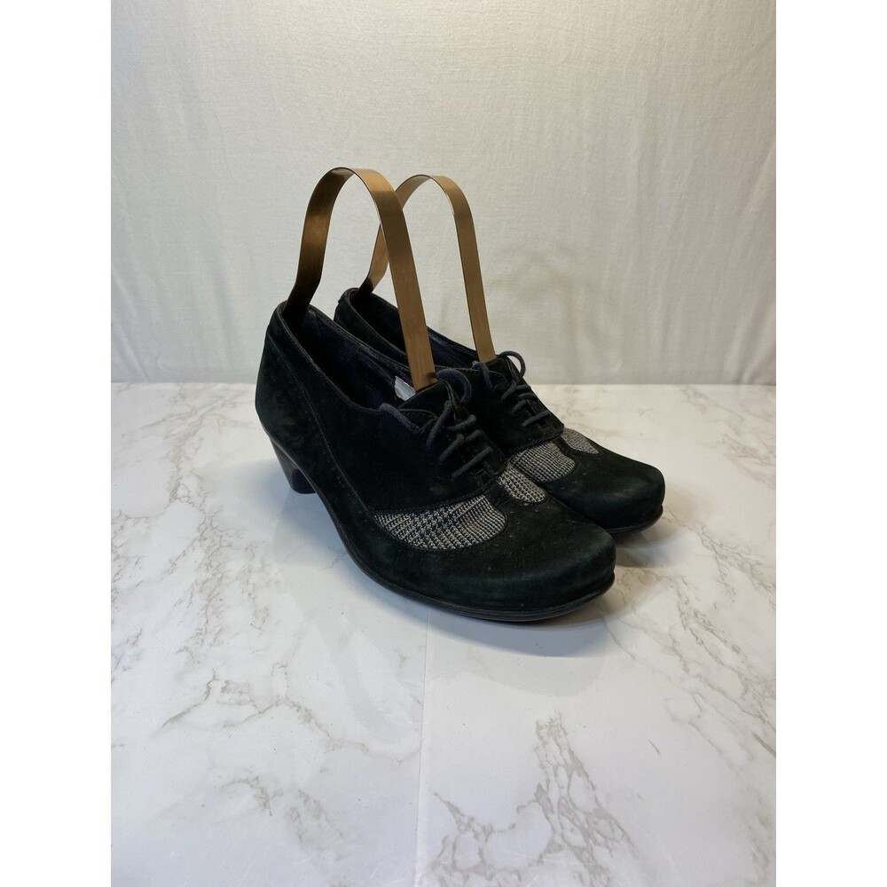 Naot Black Genuine Suede Lace Up Oxford Shoes Women's Sz 38 US 7.5 Heels Wingtip